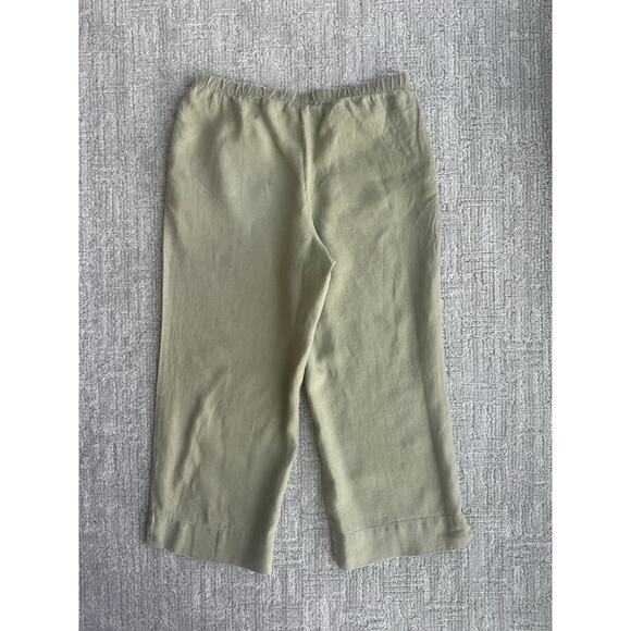 J. Jill Love Linen Green Pull On Crop Pants with Pockets Small 6-8 - Picture 3 of 6